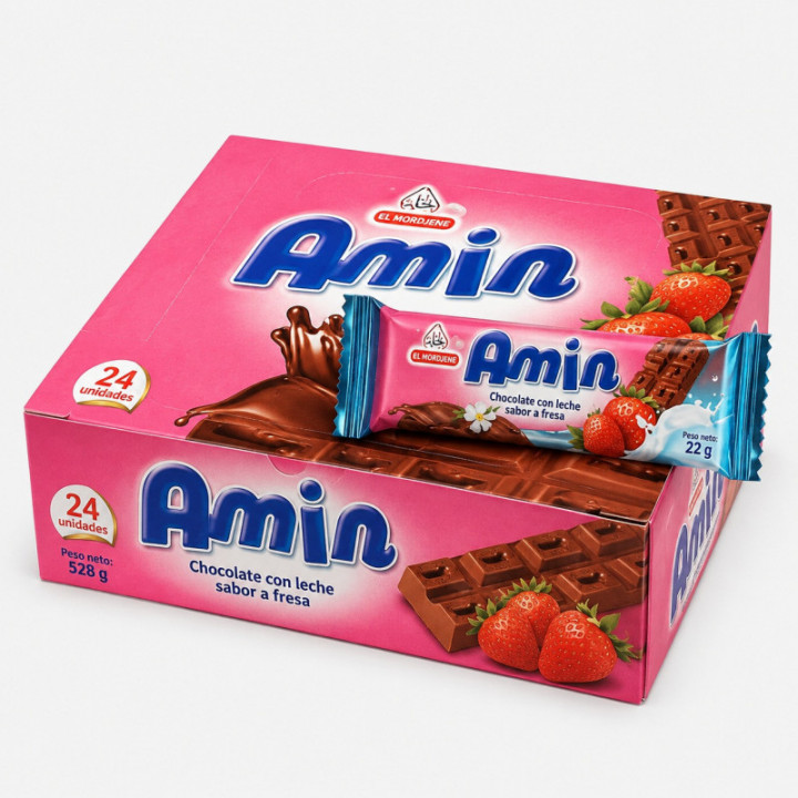 Pack chocolate con leche sabor fresa AMIN 24 u 528 g EL KHOULD