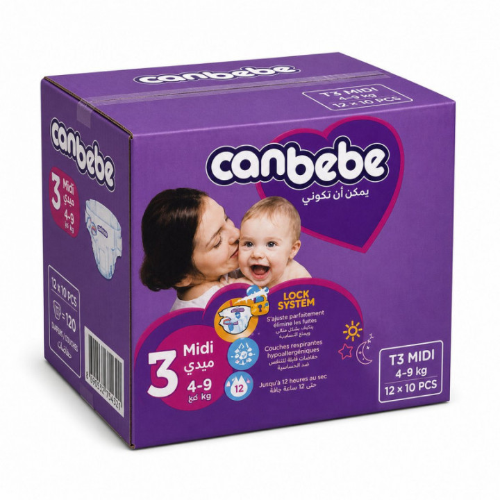 Caja pañales CANBEBE talla 3 - 12 x 10 u