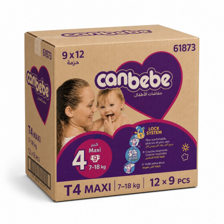 Caja pañales CANBEBE talla 4 - 12 x 9 u