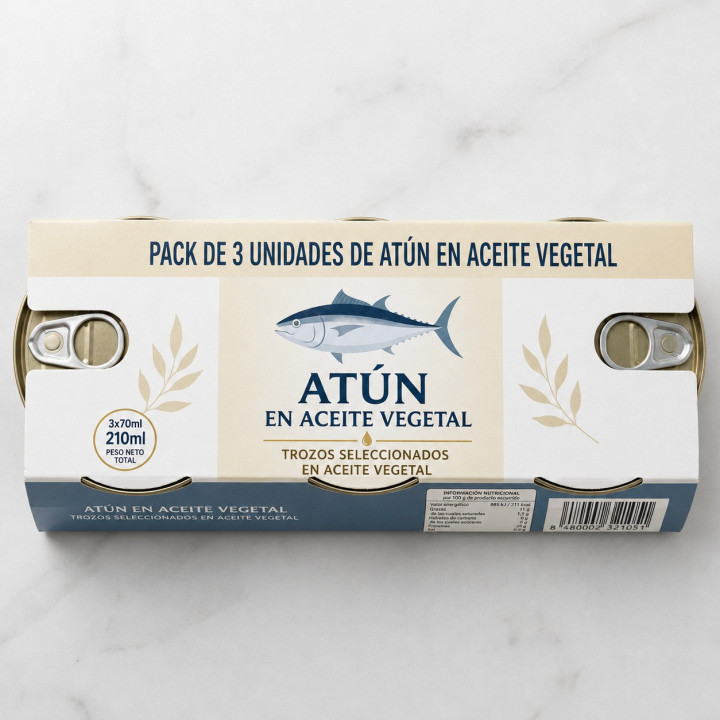 Atún en aceite vegetal  3 x 70 ml